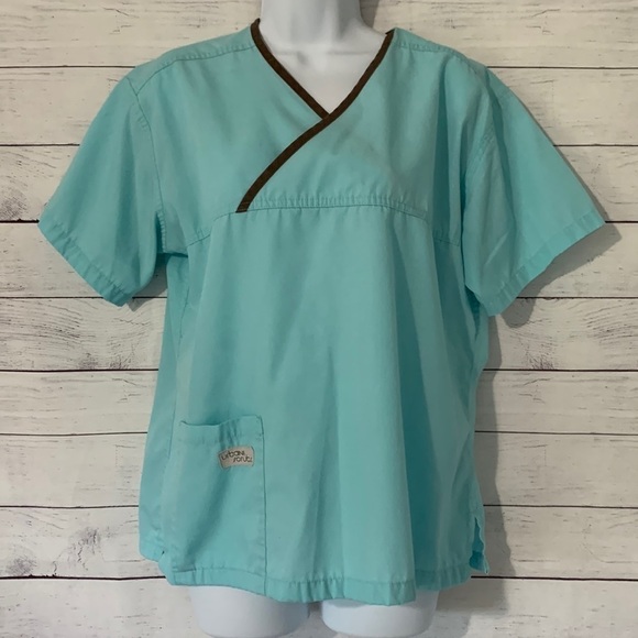 Urbane Scrubs Aqua Short-Sleeve Scrub Top - Picture 1 of 6